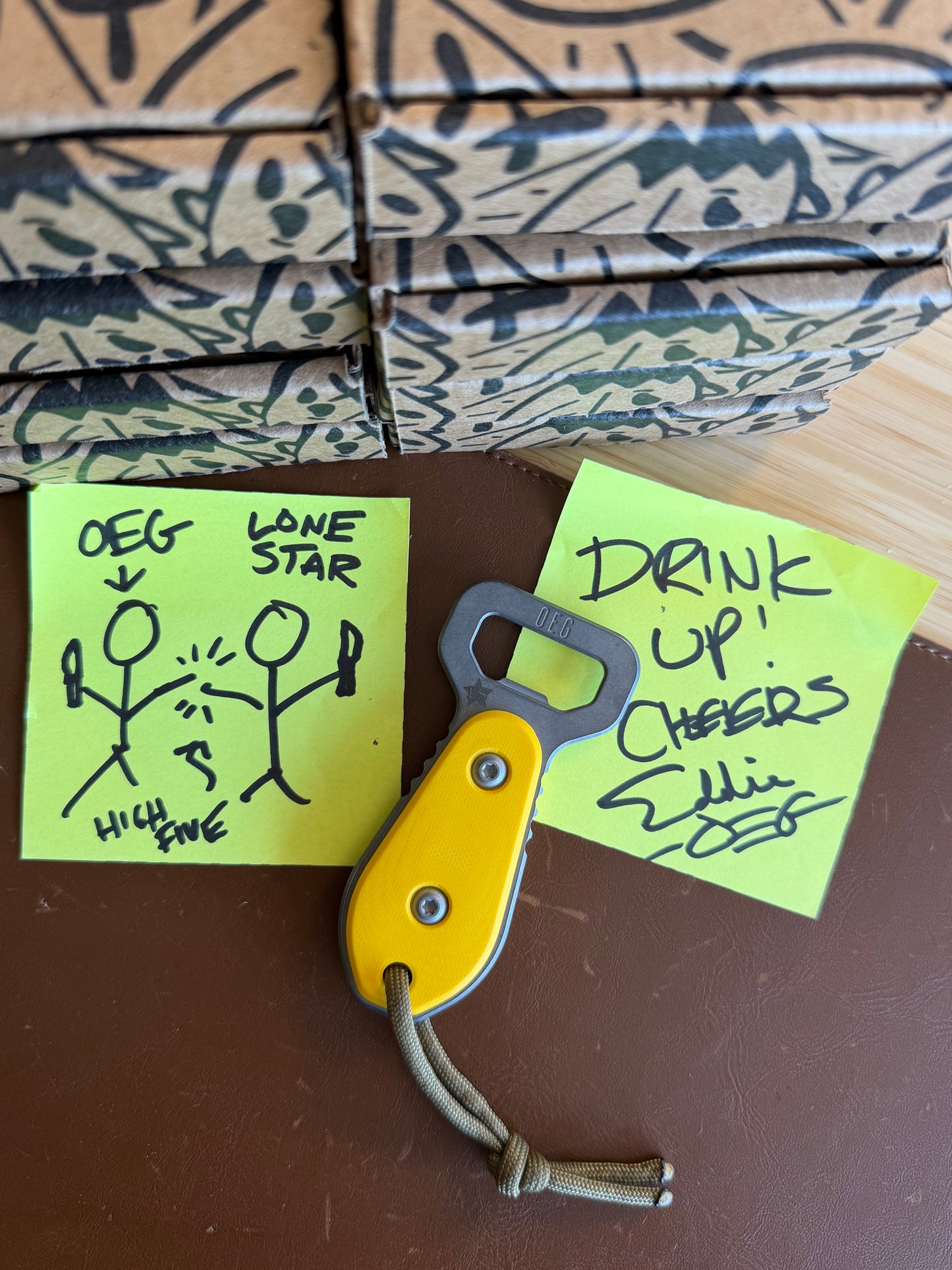 OEG EDCxLSKS TBD 3.88" Titanium EDC Tool – Texas Yellow G10, 6AL4V Titanium – Lone Star Exclusive – Made in USA