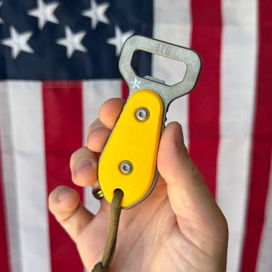 OEG EDCxLSKS TBD 3.88" Titanium EDC Tool – Texas Yellow G10, 6AL4V Titanium – Lone Star Exclusive – Made in USA