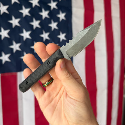 Townsend Knife Co. MC 2.5" Fixed Blade – CPM MagnaCut Acid Washed, Handmade Leather Sheath – Made in USA