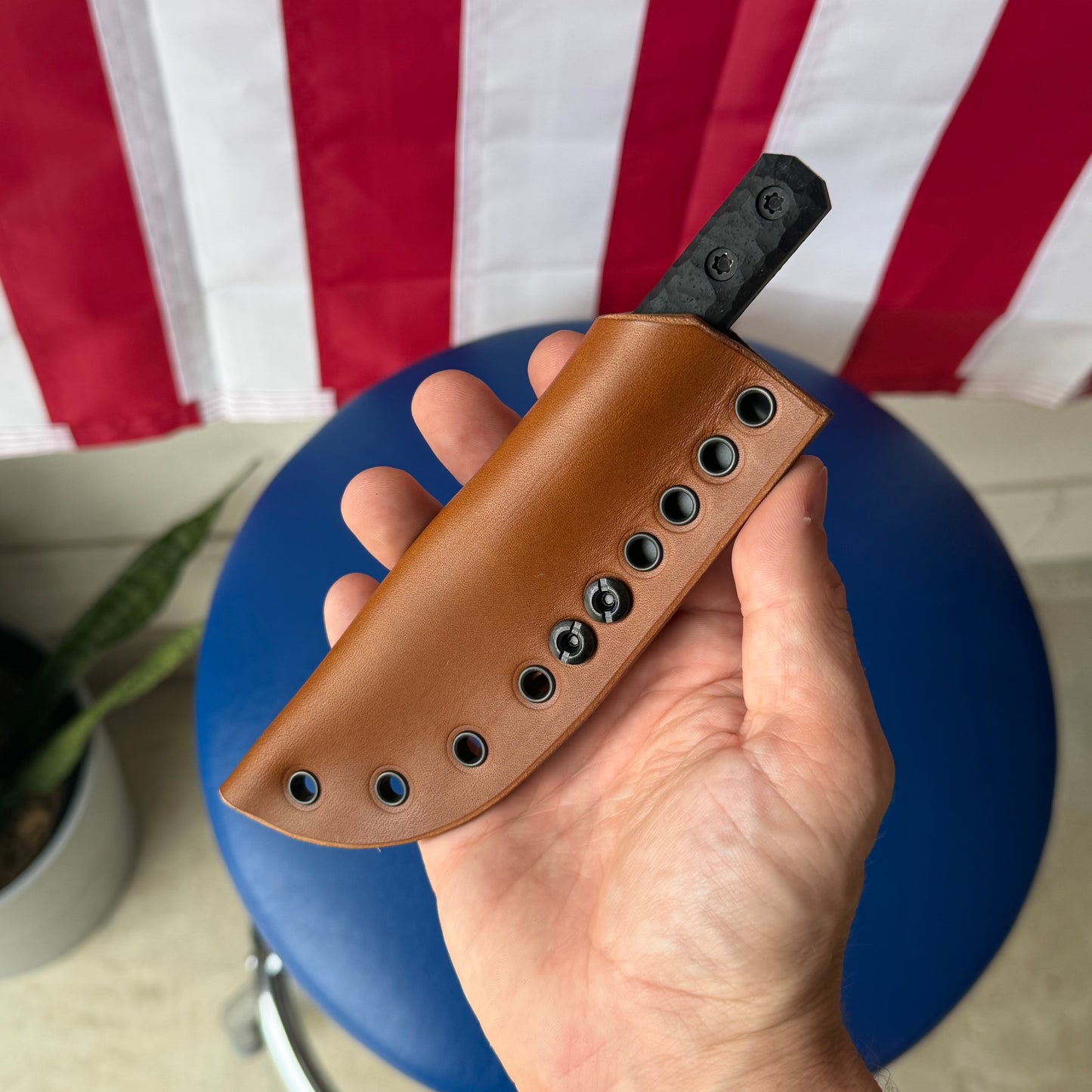 Townsend Knife Co. MC 2.5" Fixed Blade – CPM MagnaCut Acid Washed, Handmade Leather Sheath – Made in USA