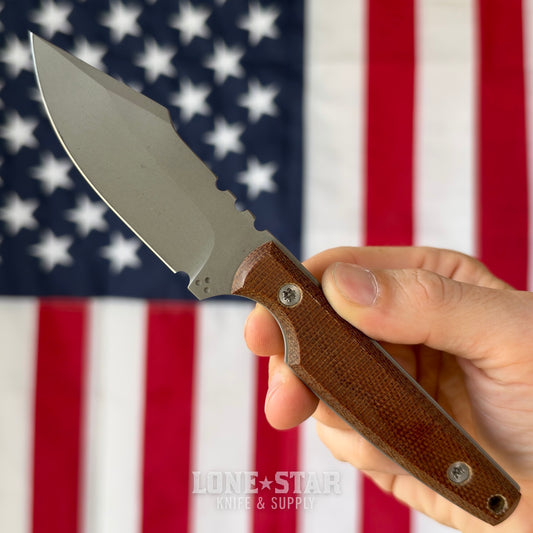 North Edge Tools Osprey 3.5" Fixed Blade, Bead Blast AEB-L, Micarta Scales, Made in USA, No. 2 (NET-OSPREY-MICARTA-BB-2)