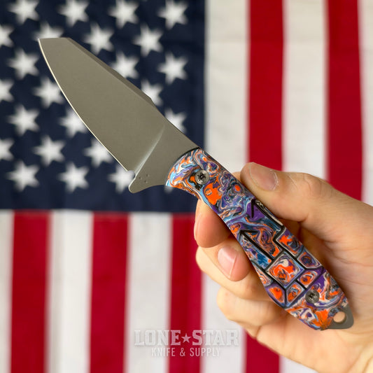 North Edge Tools Backpacker 2.875" Fixed Blade, MagnaCut, Kaotic Scales, Bead Blast, Made in USA (NET-BACKPACKER-KAOTIC-MC)