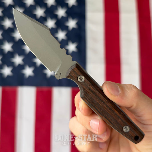 North Edge Tools Osprey EDC 3" Fixed Blade, MagnaCut, Ironwood Scales, Bead Blast, Made in USA (NET-OSPREYEDC-IRONWOOD-MC)