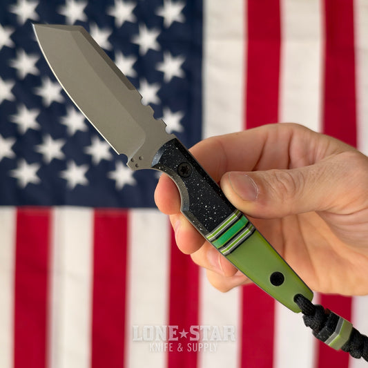 North Edge Tools Nomad 3" Sheepsfoot Fixed Blade, Bead Blast AEB-L, Flying Shark Knives Scales, Made in USA (NET-NOMAD-FLYINGSHARK-AEBL)