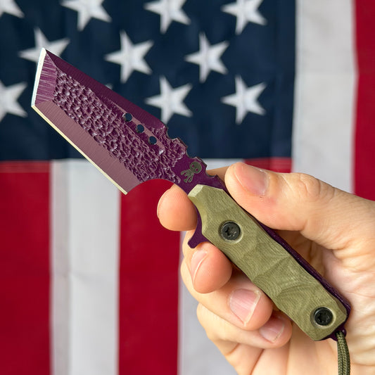 Severed Metal Works Zealot Fixed Blade – 2.5” Tanto Blade, 80CrV2 Steel, Micarta Scales – Made in USA