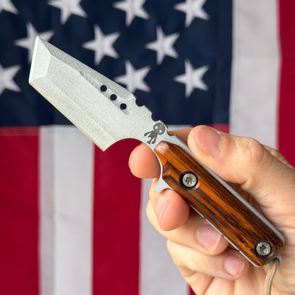 Severed Metal Works Zealot Fixed Blade – 2.5” Tanto Blade, 80CrV2 Steel, Micarta Scales – Made in USA