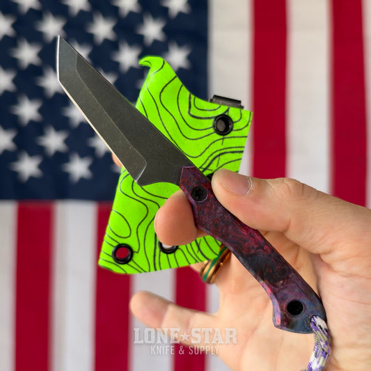 HF Blade Co. Mayfly 2.4" Fixed Blade, Nitro-V Tanto, Dyed Box Elder Scales, Made in USA (HFB-MAYFLY-BOXELDER)