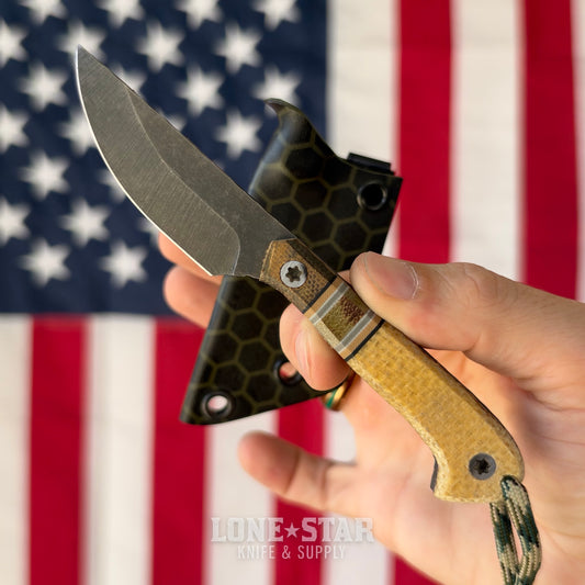 HF Blade Co. Skeeto XL Fixed Blade, AEB-L, Flying Shark Micarta Scales, Made in USA (HFB-SKEETOXL-FLYINGSHARK)