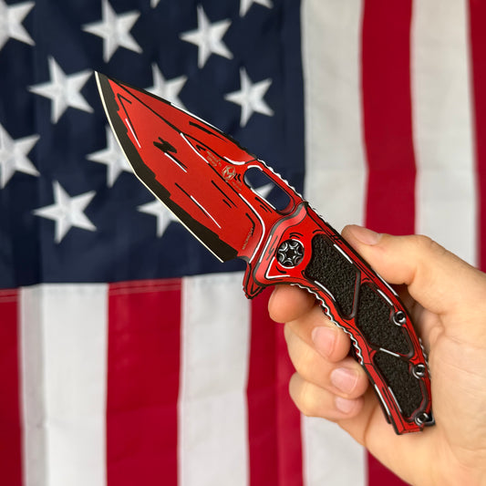 Heretic Medusa Manual 3.25" Tanto – Red Cel Shade, MagnaCut, Frame Lock – Made in USA (H009-CS-RD)