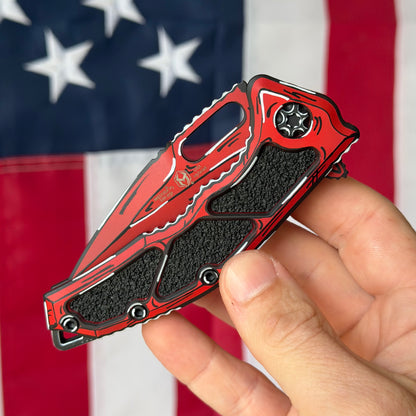 Heretic Medusa Manual 3.25" Tanto – Red Cel Shade, MagnaCut, Frame Lock – Made in USA (H009-CS-RD)