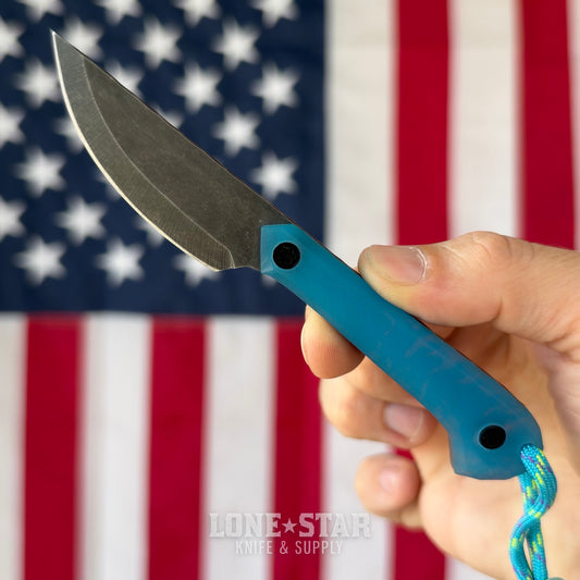HF Blade Co. Skeeto XL Fixed Blade, Nitro-V, Blue to Pink Fade G10 Scales, Donut Kydex Sheath, Made in USA (HFB-SKEETOXL-DONUT)