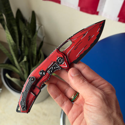 Heretic Medusa Manual 3.25" Tanto – Red Cel Shade, MagnaCut, Frame Lock – Made in USA (H009-CS-RD)