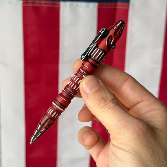Heretic Thoth Modular Bolt-Action Pen – Red Cel Shade, Titanium/Aluminum – Made in USA (H038-CS-RD)
