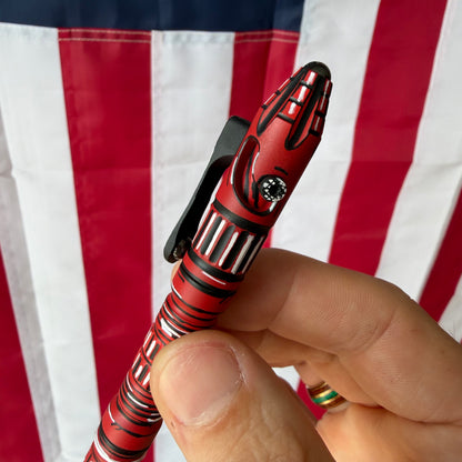 Heretic Thoth Modular Bolt-Action Pen – Red Cel Shade, Titanium/Aluminum – Made in USA (H038-CS-RD)
