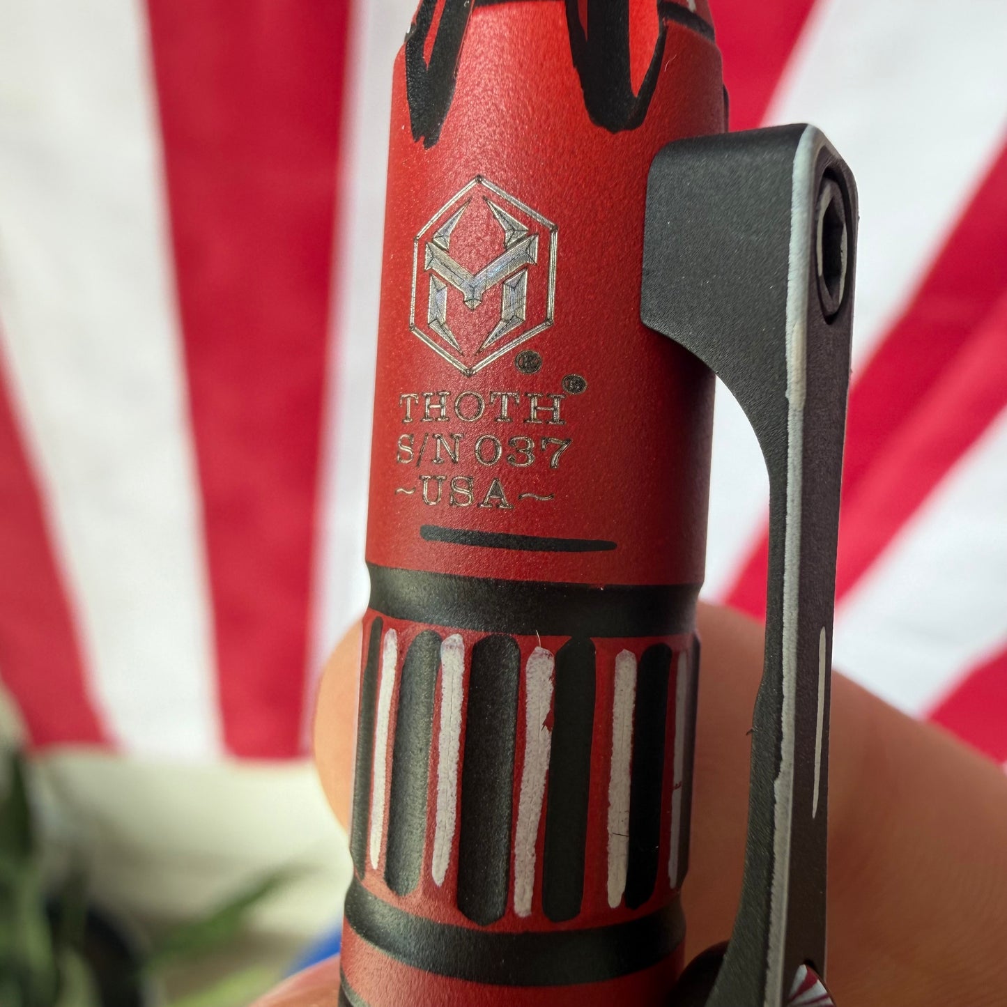 Heretic Thoth Modular Bolt-Action Pen – Red Cel Shade, Titanium/Aluminum – Made in USA (H038-CS-RD)