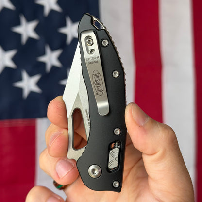 Microtech M-Stitch RAM-Lok 3.05" Manual Folder – M390MK Stonewash, Black Aluminum, Borka Blades Collab – Made in USA (169MRL-10)