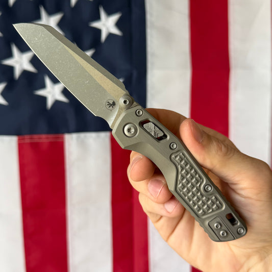Microtech MSI Mini RAM-Lok 3.15" – Natural Clear Frag Aluminum, M390MK Apocalyptic – Made in USA (210M-10APFRNC)