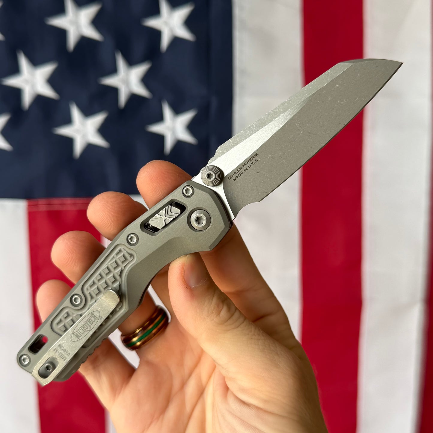 Microtech MSI Mini RAM-Lok 3.15" – Natural Clear Frag Aluminum, M390MK Apocalyptic – Made in USA (210M-10APFRNC)