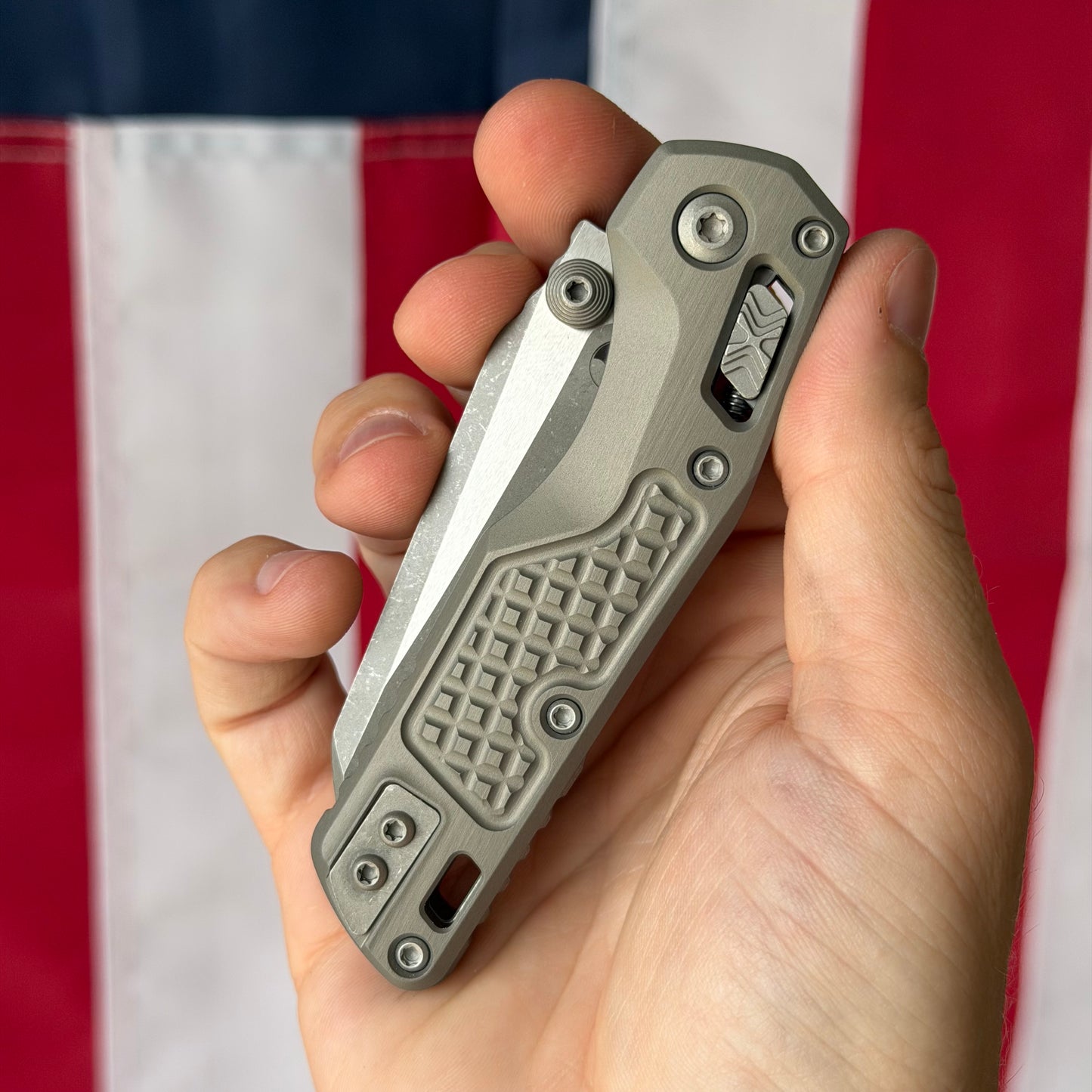 Microtech MSI Mini RAM-Lok 3.15" – Natural Clear Frag Aluminum, M390MK Apocalyptic – Made in USA (210M-10APFRNC)