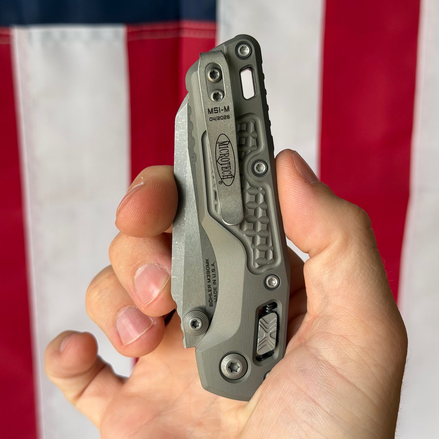 Microtech MSI Mini RAM-Lok 3.15" – Natural Clear Frag Aluminum, M390MK Apocalyptic – Made in USA (210M-10APFRNC)