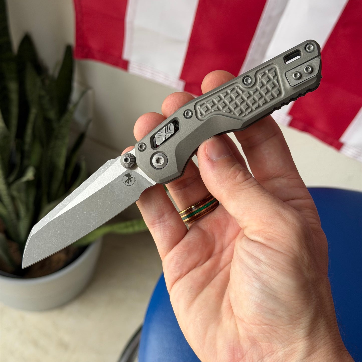 Microtech MSI Mini RAM-Lok 3.15" – Natural Clear Frag Aluminum, M390MK Apocalyptic – Made in USA (210M-10APFRNC)