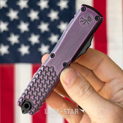 Microtech Ultratech Gen IV D/E OTF, 3.55" M390MK Dagger, Purple Abrasion Half Tri-Grip Handle, Made in USA (11224HT-1PUAA)