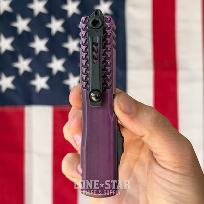 Microtech Ultratech Gen IV D/E OTF, 3.55" M390MK Dagger, Purple Abrasion Half Tri-Grip Handle, Made in USA (11224HT-1PUAA)