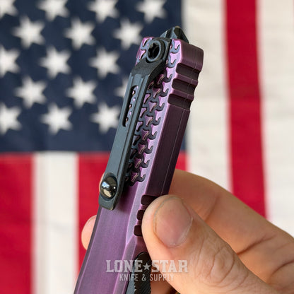 Microtech Ultratech Gen IV D/E OTF, 3.55" M390MK Dagger, Purple Abrasion Half Tri-Grip Handle, Made in USA (11224HT-1PUAA)