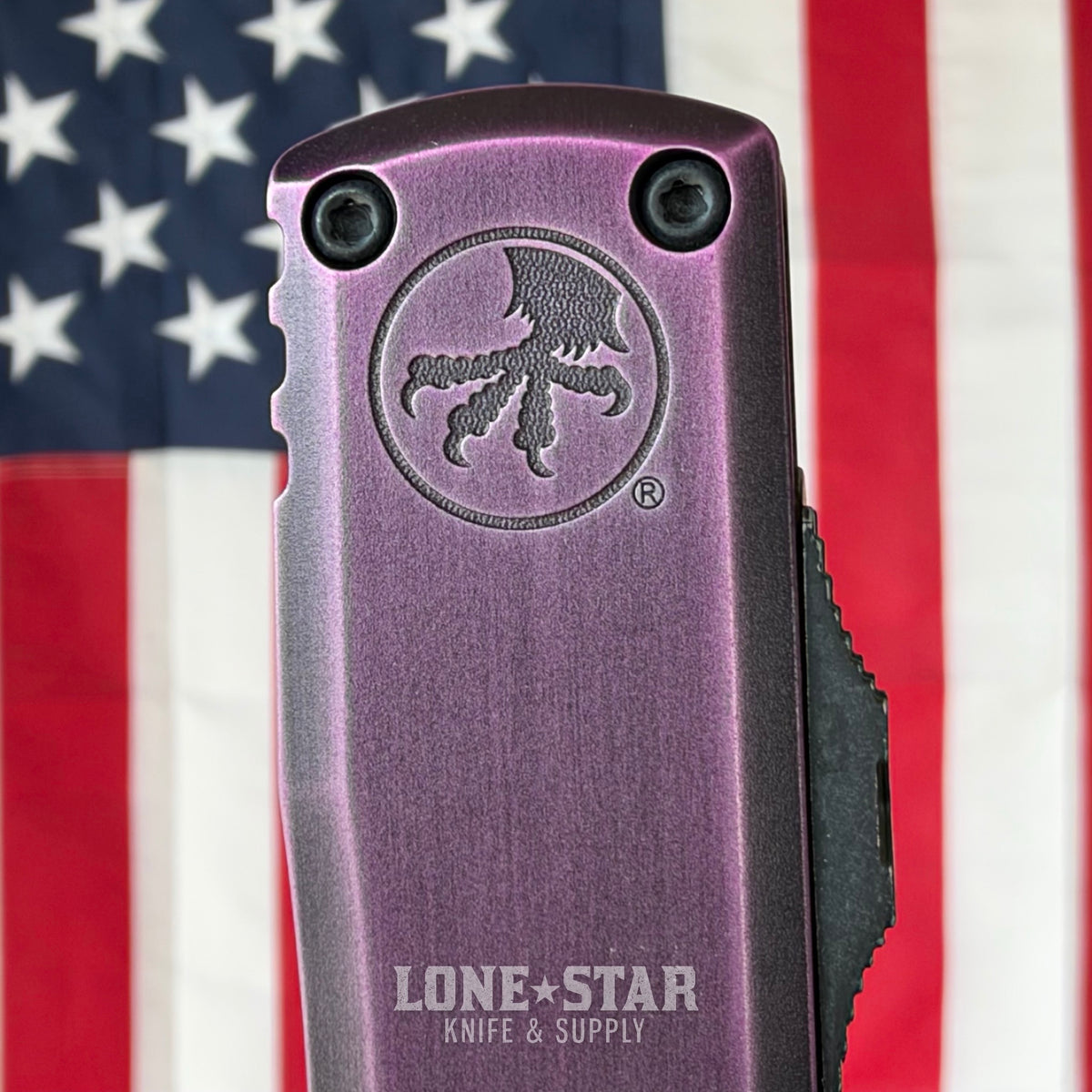 Microtech Ultratech Gen IV D/E OTF, 3.55" M390MK Dagger, Purple Abrasion Half Tri-Grip Handle, Made in USA (11224HT-1PUAA)