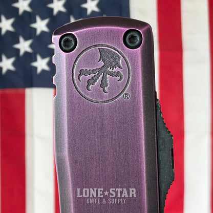 Microtech Ultratech Gen IV D/E OTF, 3.55" M390MK Dagger, Purple Abrasion Half Tri-Grip Handle, Made in USA (11224HT-1PUAA)