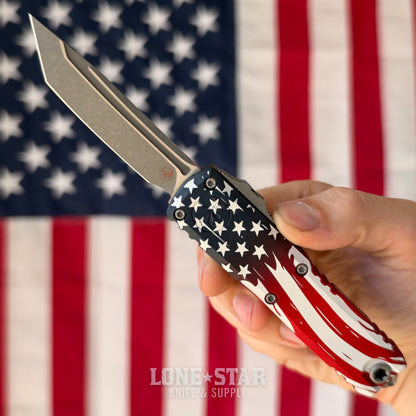 Microtech USA 250 UTX-85 Tanto Edge OTF - Apocalyptic M390MK - Made in USA (12334-10APS-4J250)