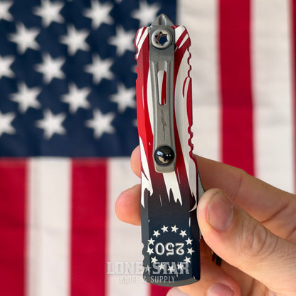 Microtech USA 250 UTX-85 Tanto Edge OTF - Apocalyptic M390MK - Made in USA (12334-10APS-4J250)