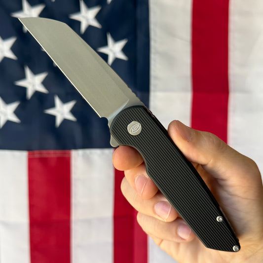 ABW Model 2 Knife – 3.25” MagnaCut Blade, Black Aluminum Handle, Liner Lock Flipper – Made in USA
