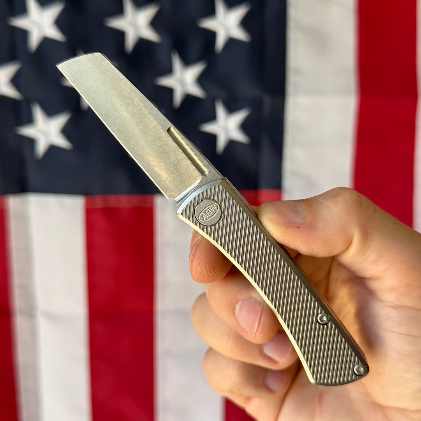 ABW Slip Joint 2.25" – 45° Milled Titanium, MagnaCut Stonewash Wharncliffe – Made in USA