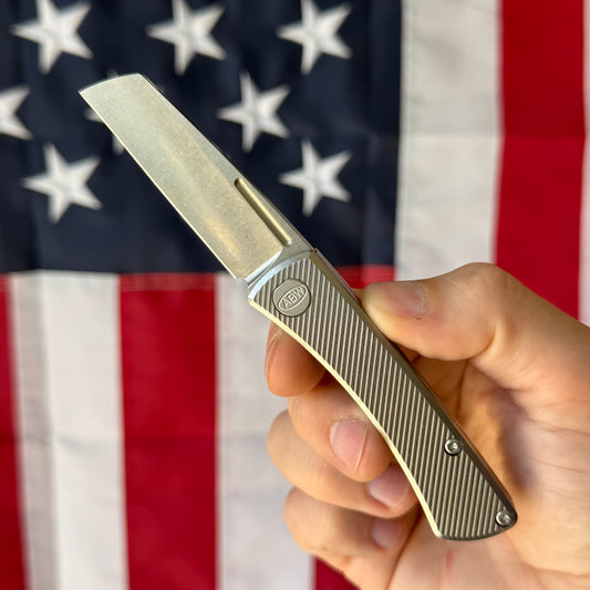 ABW Slip Joint 2.25" – 45° Milled Titanium, MagnaCut Stonewash Wharncliffe – Made in USA