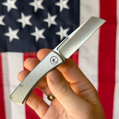 ABW Slip Joint 2.25" – 45° Milled Titanium, MagnaCut Stonewash Wharncliffe – Made in USA