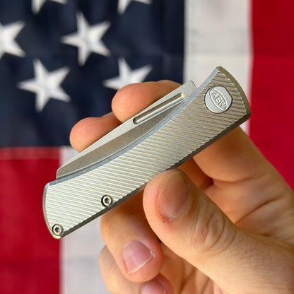 ABW Slip Joint 2.25" – 45° Milled Titanium, MagnaCut Stonewash Wharncliffe – Made in USA