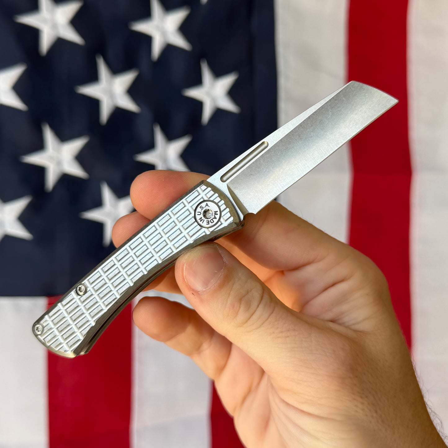 The Back Door: ABW Slip Joint 2.25" – Frag Milled Titanium, MagnaCut Stonewash Wharncliffe – Made in USA (Return)