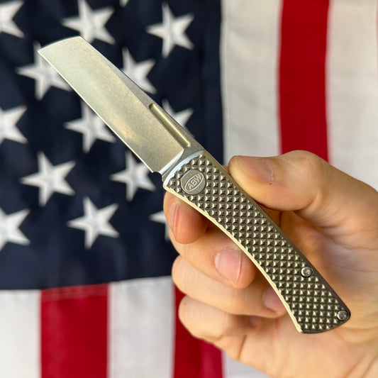 ABW Slip Joint 2.25" – Diamond Milled Titanium, MagnaCut Stonewash Wharncliffe – Made in USA