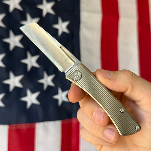ABW Slip Joint 2.25" – Straight Milled Titanium, MagnaCut Stonewash Wharncliffe – Made in USA