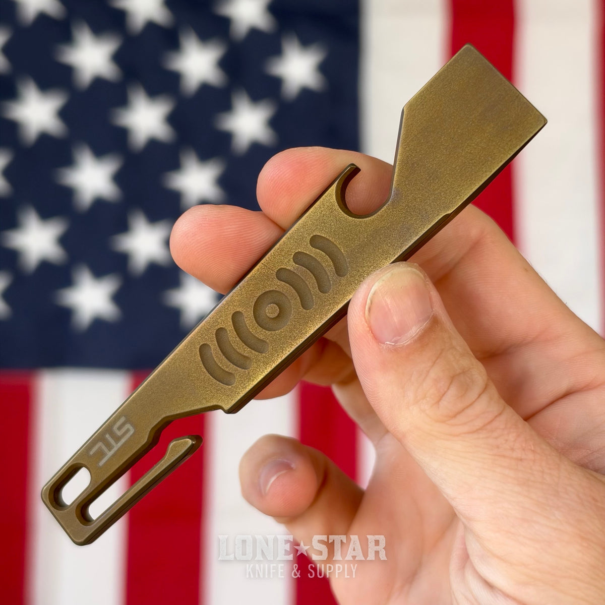 Stevens Tool Co. PR001 EDC Pry Bar, 5" Grade 5 Titanium, Ancient Gold, Made in USA (STC-PR001-ANCIENTGOLD)