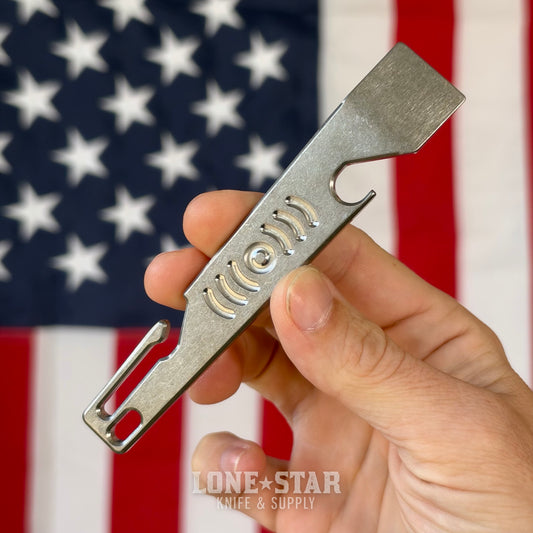 Stevens Tool Co. PR001 EDC Pry Bar, 5" Grade 5 Titanium, Bright Stonewashed, Made in USA (STC-PR001-BRIGHTSW)
