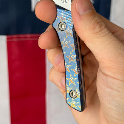 Lynch Blades Star Spangled Swift Six 2.5" Fixed Blade –  Titanium, MagnaCut Stonewash, 250th Anniversary, Leather Sheath – Made in USA