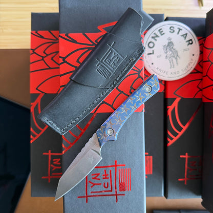 Lynch Blades Star Spangled Swift Six 2.5" Fixed Blade –  Titanium, MagnaCut Stonewash, 250th Anniversary, Leather Sheath – Made in USA