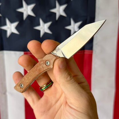 Lynch Blades Swift Six 2.5" Fixed Blade – Brown Canvas Micarta, MagnaCut Stonewash, Dual Sheath – Made in USA