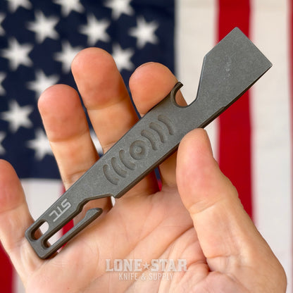 Stevens Tool Co. PR001 EDC Pry Bar, 5" Grade 5 Titanium, Aluminum Oxide Blasted and Tumbled, Made in USA (STC-PR001-AO)