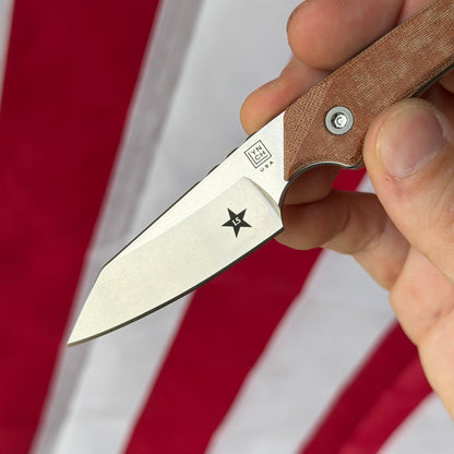 Lynch Blades Swift Six 2.5" Fixed Blade – Brown Canvas Micarta, MagnaCut Stonewash, Dual Sheath – Made in USA