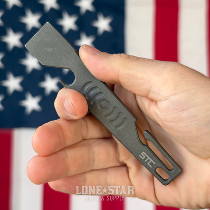 Stevens Tool Co. PR001 EDC Pry Bar, 5" Grade 5 Titanium, Aluminum Oxide Blasted and Tumbled, Made in USA (STC-PR001-AO)
