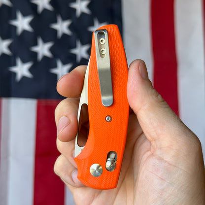 TRM BULLDOG Rev B 2.95" River-LOK – Hunter Orange G10 3D Lizard Skin, MagnaCut – Made in USA
