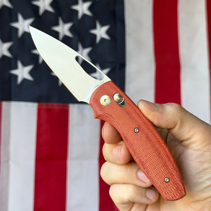 TRM BULLDOG Rev B 2.95" River-LOK – Autumn Orange Micarta 3D Lizard Skin, MagnaCut – Made in USA